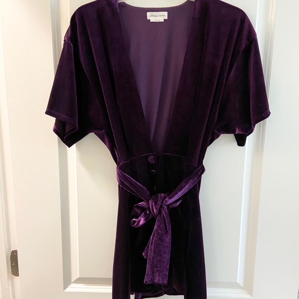Dark Purple Velvet Romper - Picture 2 of 4